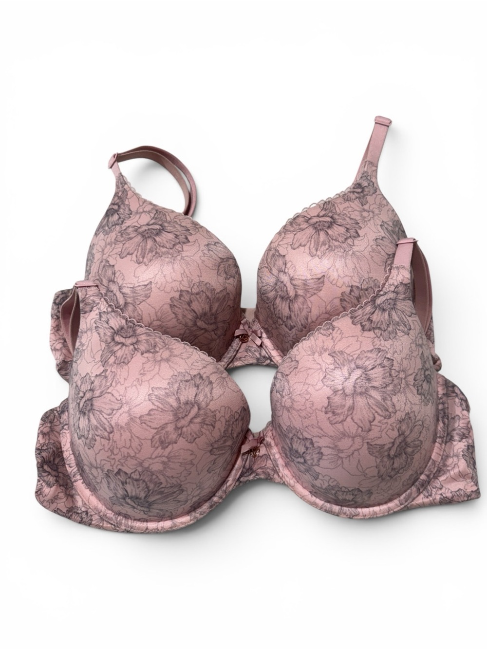 Victoria’s Secret Perfect Shape Floral Bra 36D Pink Mauve Bundle of 2